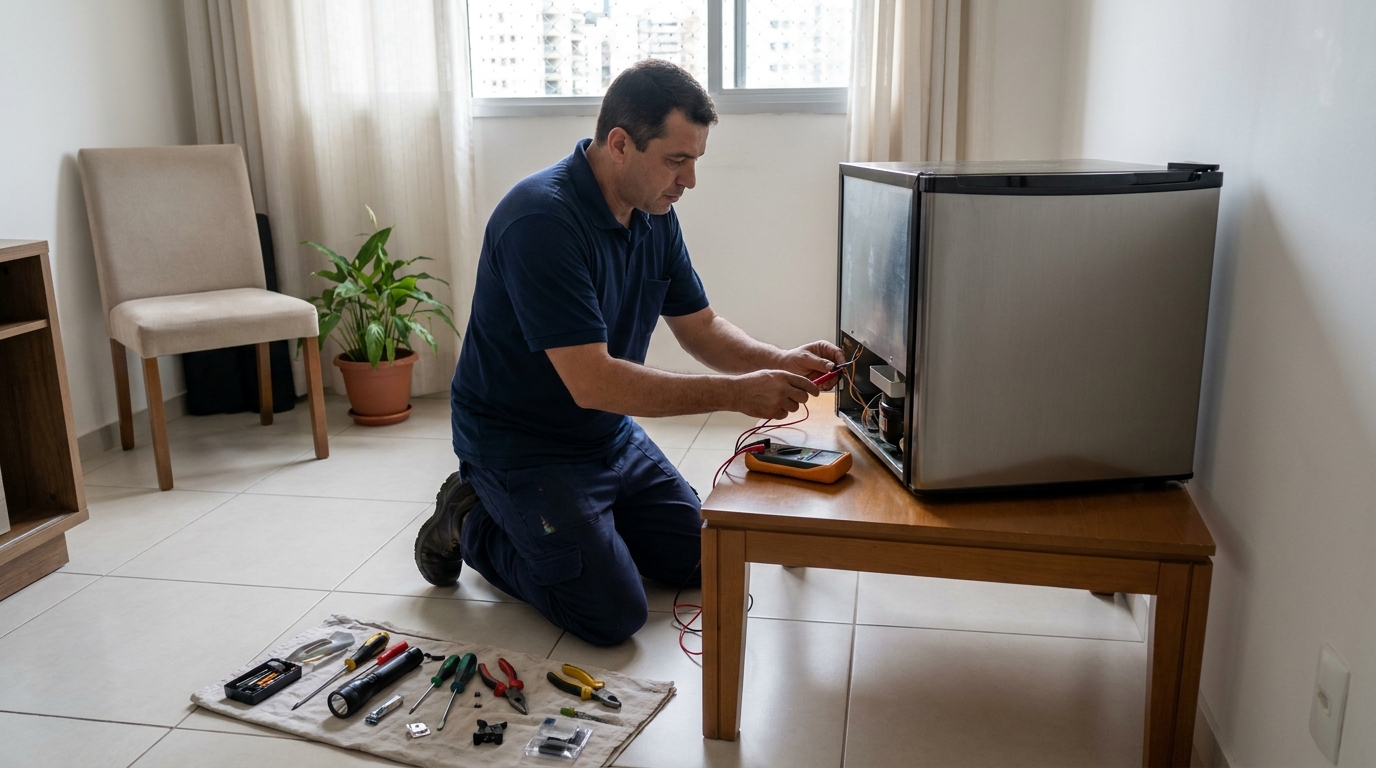 Técnico de conserto de frigobar em residência em Porto Alegre‑RS